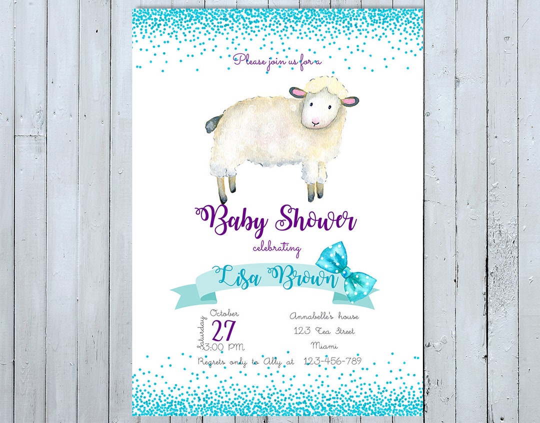 Sheep Baby Shower Invitation Sheep Baby Shower Invite Lamb Etsy