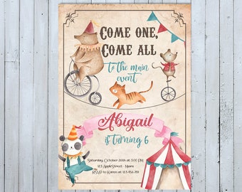 Circus Birthday Invitation, Circus Invite, Circus Invitation, Come one come all Invitation, Carnival Birthday Invitation Carnival Invitation