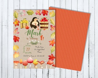 Invitación de erizo, invitación de erizo, cumpleaños del erizo, invitación del bosque, fiesta del erizo, erizo imprimible, invitación de cumpleaños