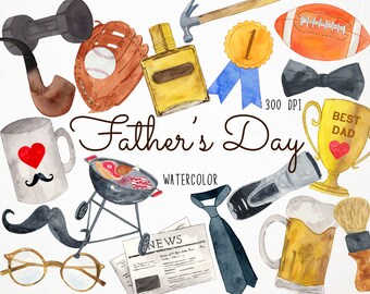 Watercolor Father's Day Clipart, Father Clipart, Dad Clipart, Daddy Clipart, Parent Clipart, Papa Clipart, Fatherhood Clipart, Gentleman