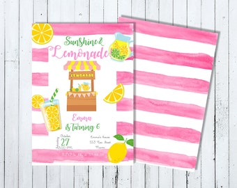 Lemonade Stand Invitation, Lemonade Invitation, Lemonade Party Invite, Lemonade Invite, Summer Birthday Invitation, Lemonade Birthday