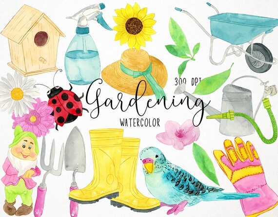 gardening clipart, garden png, spring clipart, garden watercolor clipart, garden clipart, country clipart garden image, gardening watercolor