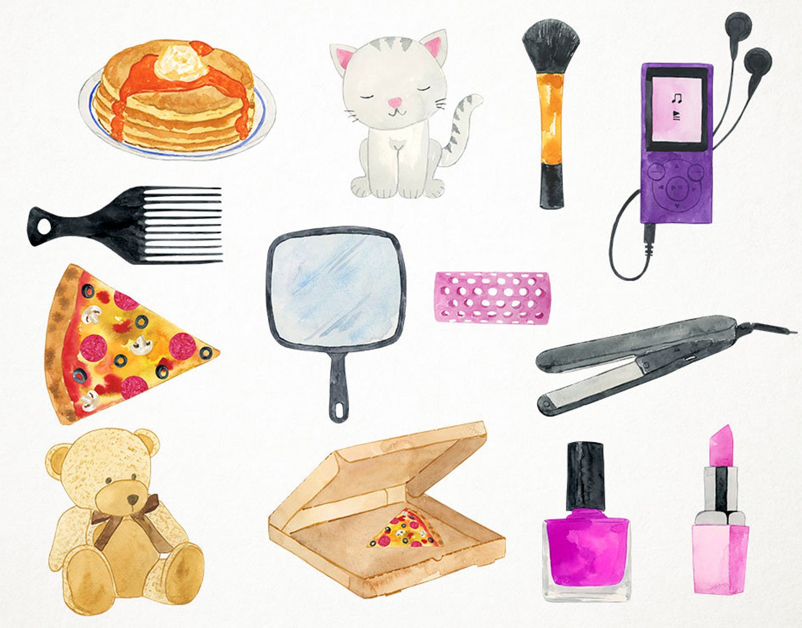 Watercolor Slumber Party Clipart, Pajamas Party Clipart, Sleep Over ...