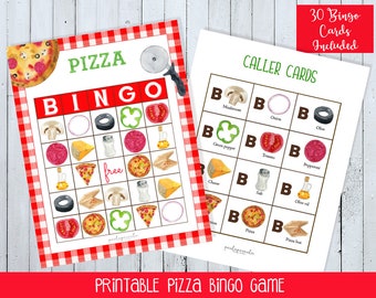 Pizza Bingo imprimible, Tarjetas de bingo de pizza, Juego de bingo de pizza, Juego de pizza, Juegos de fiesta de pizza, Juegos de fiesta de pizza, Juegos de cumpleaños de pizza