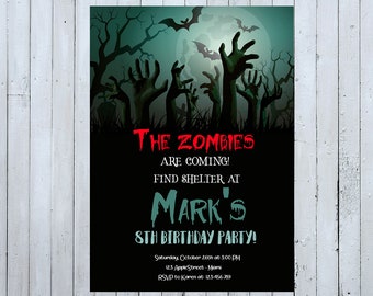 Zombie Birthday Invitation, Zombie Invitation, Zombie Party, Zombie Invite, Halloween Birthday Invitation, Halloween Invitation, Cemetery