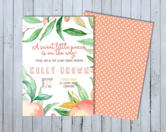 Sweet Peach Baby Shower Invitation, Little Peach Baby Shower Invitation, Georgia Peach Baby Shower Invitation, Little Peach on the way