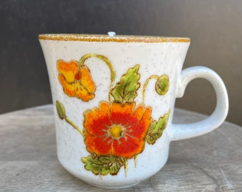 Vintage Poppies Tea Cup Candle