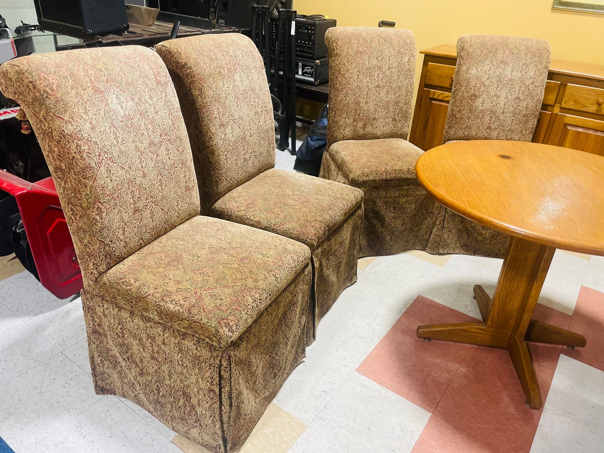 Upholstered Skirted Dining Chairs Etsy