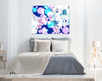 Blue and Pink Abstract Print, Modern Print, Large Wall Art, Colorful Painting, Large Art Print, Large Painting, Bedroom Art, Abstract Art