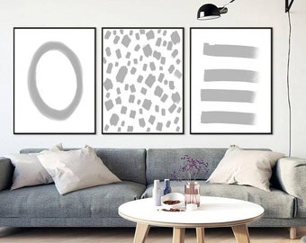 Large Modern Prints, Set of 3 Prints, Print Sets, Set of Prints, Abstract Prints, Gray Prints, Abstract Art, Modern Art, Multiple Sizes