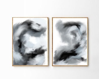 Set of 2 Abstract Prints, Black and White Abstract Paintings, Downloadable Art, Downloadable Prints, Affordable Art, Abstract Art, Decor