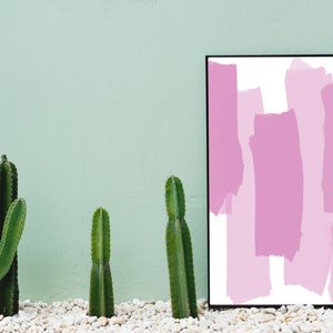 Pink and White Abstract Print, Printable Art, Living Room Art, Bedroom Art, Blush Pink and White Abstract image 2
