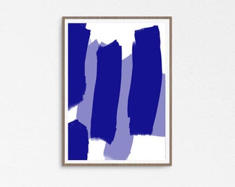 Blue and White Printable Art, Downloadable Abstract Prints, Modern Abstract Art, Blue Abstract Print