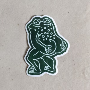 Gooshi Frogi / Sticker 2.2&quot; x 3&quot; / Frog / Green / vinyl / Illustration / Drawing / Funny Gift / Butts / frog sticker