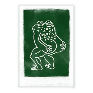 Gooshi Frogi / Print 4x6 / Frog / Green / Card / Home decor / Greeting Card / Illustration / Drawing / Funny Gift /