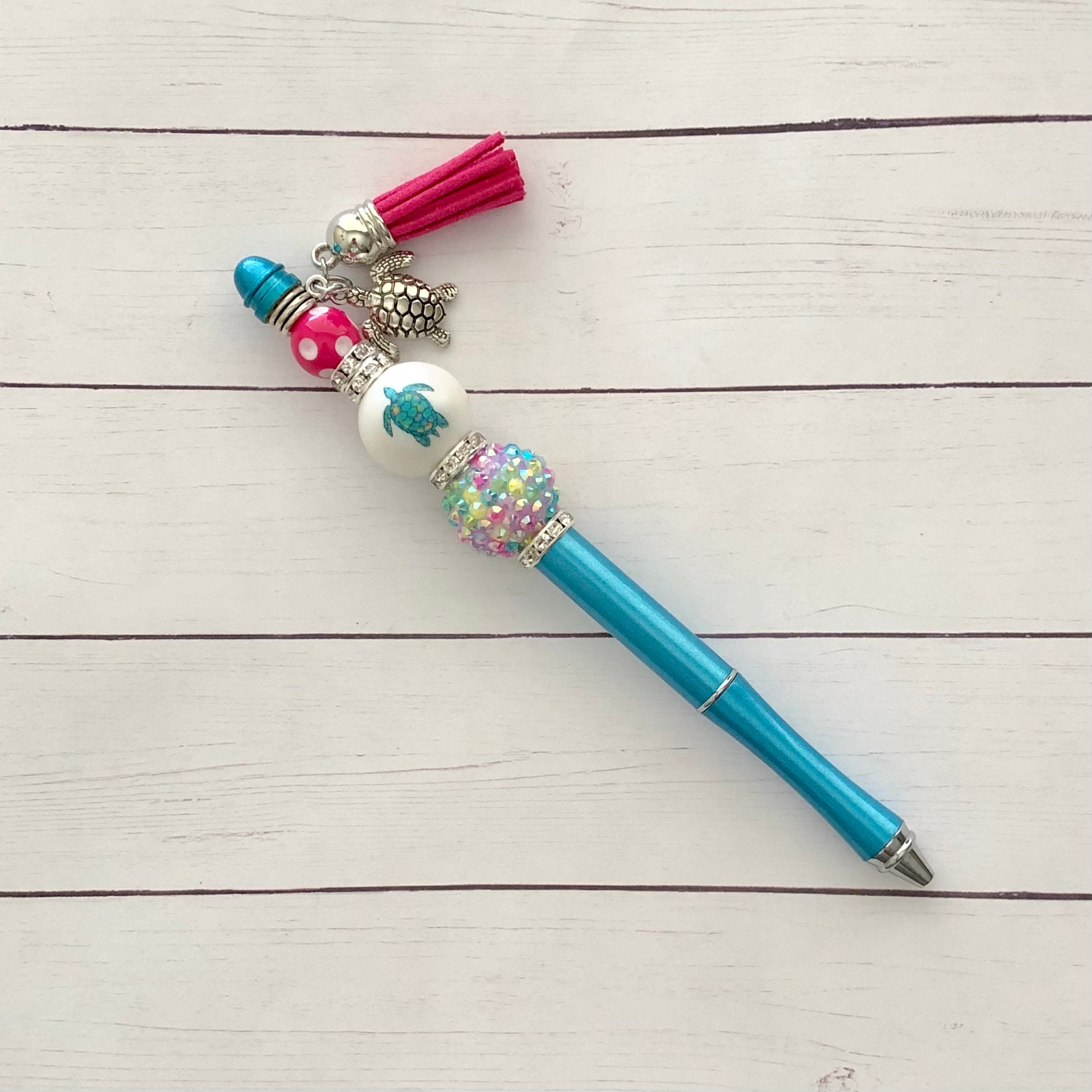 Turtle Pen Beaded Pens with Charms Bubblegum Bead Pen Metal Etsy