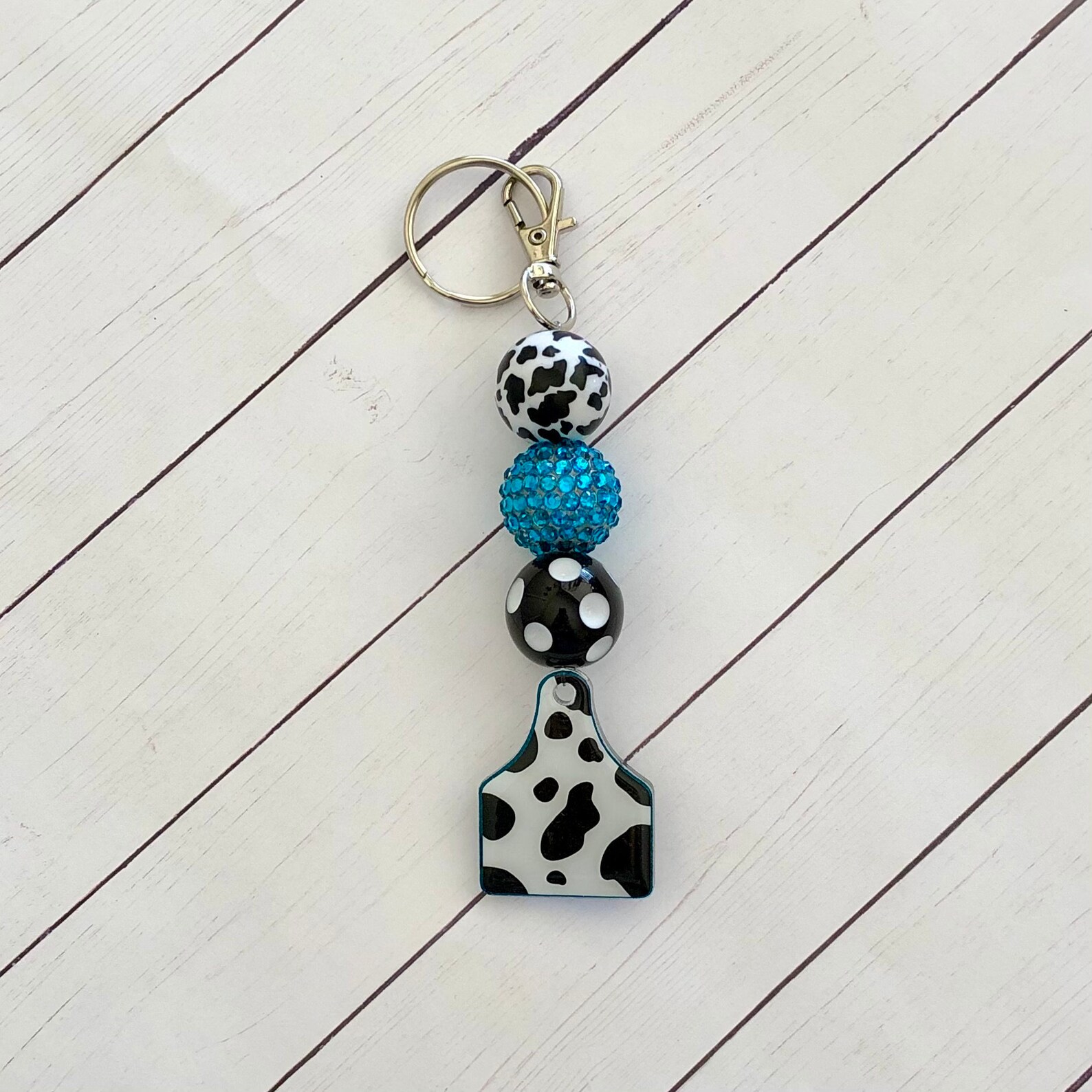 Cattle Tag Keychain Cow Keychain Beaded Keychain Bubblegum Etsy