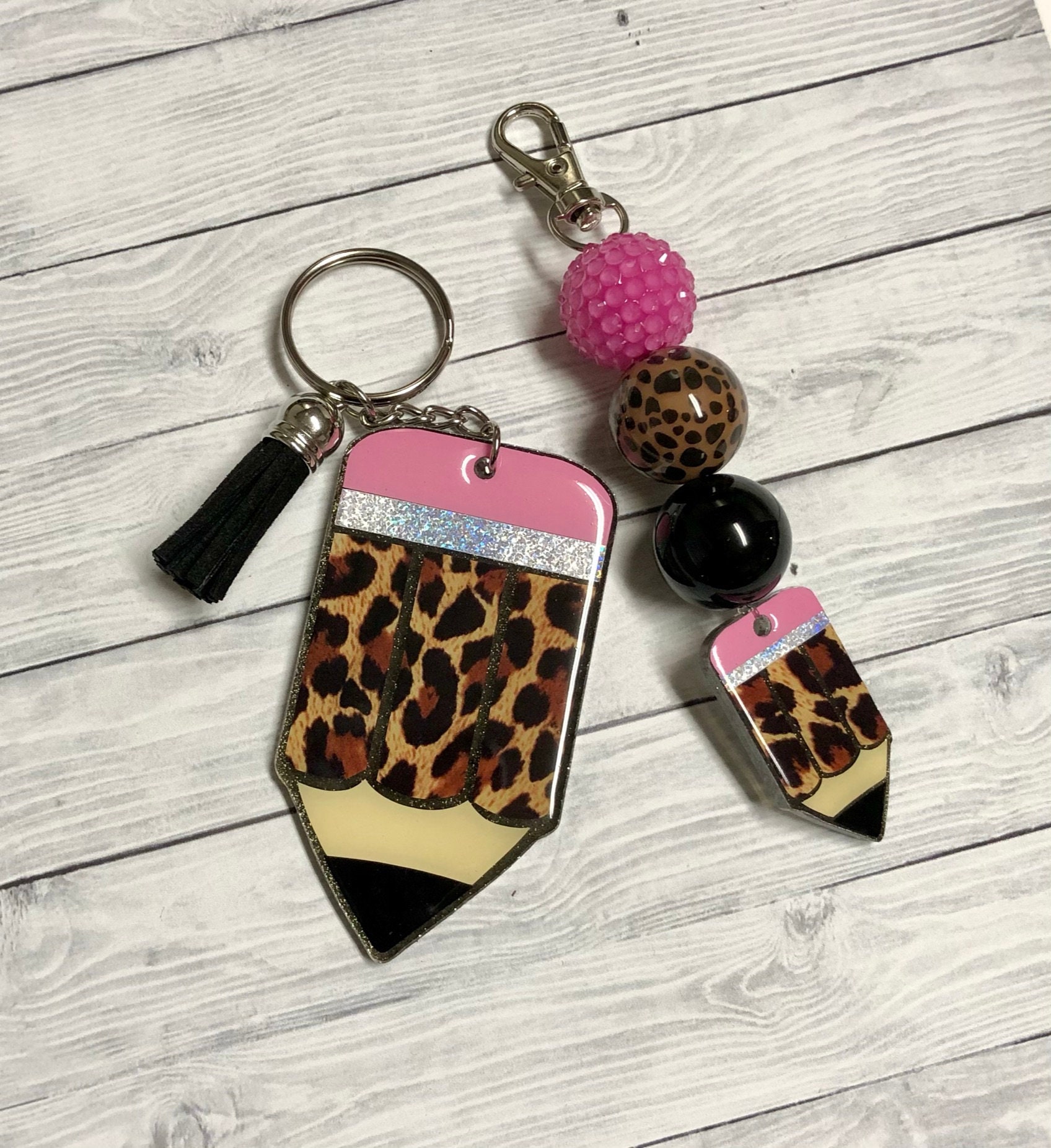 Pencil Keychain Pencil Beaded Keychain Acrylic Keychain Etsy