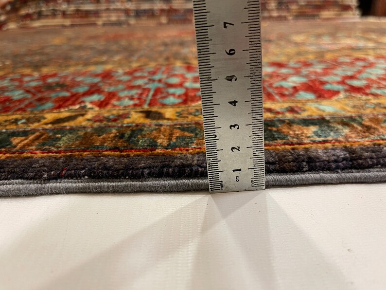 Ruler Rug 8x10 Turkish Mamluk Area Rug Dark Red and Gray High Quality Hand ...