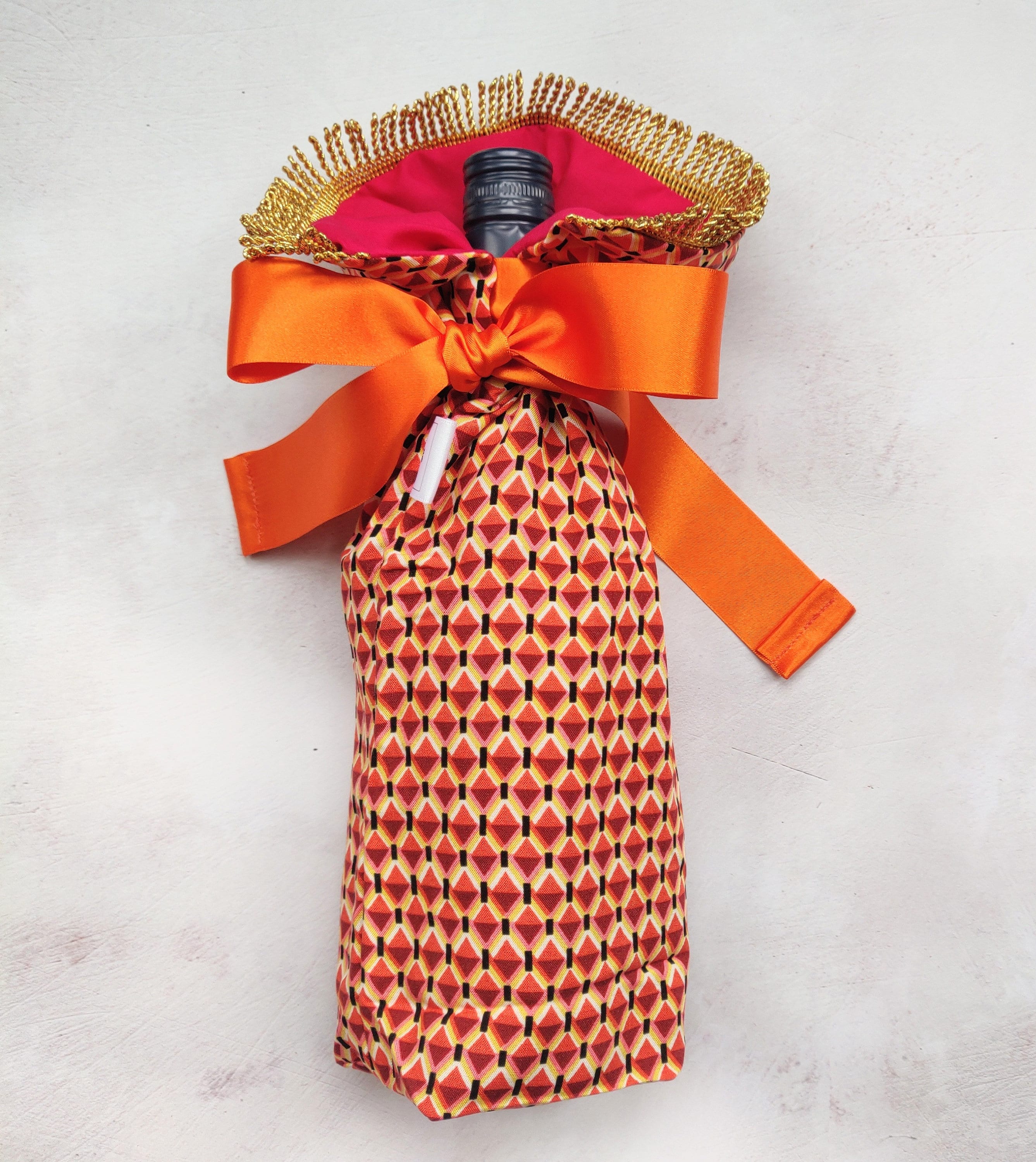 Wine Gift Bag Luxury Wine Gift Bag Pink & Orange Print Etsy