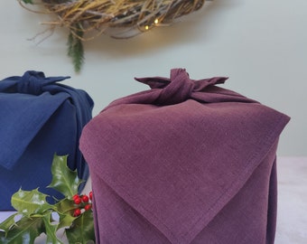 Fabric Gift Wrap | Furoshiki wrapping cloth | Plum | Reusable Gift Wrap | fabric wrapping | Linen
