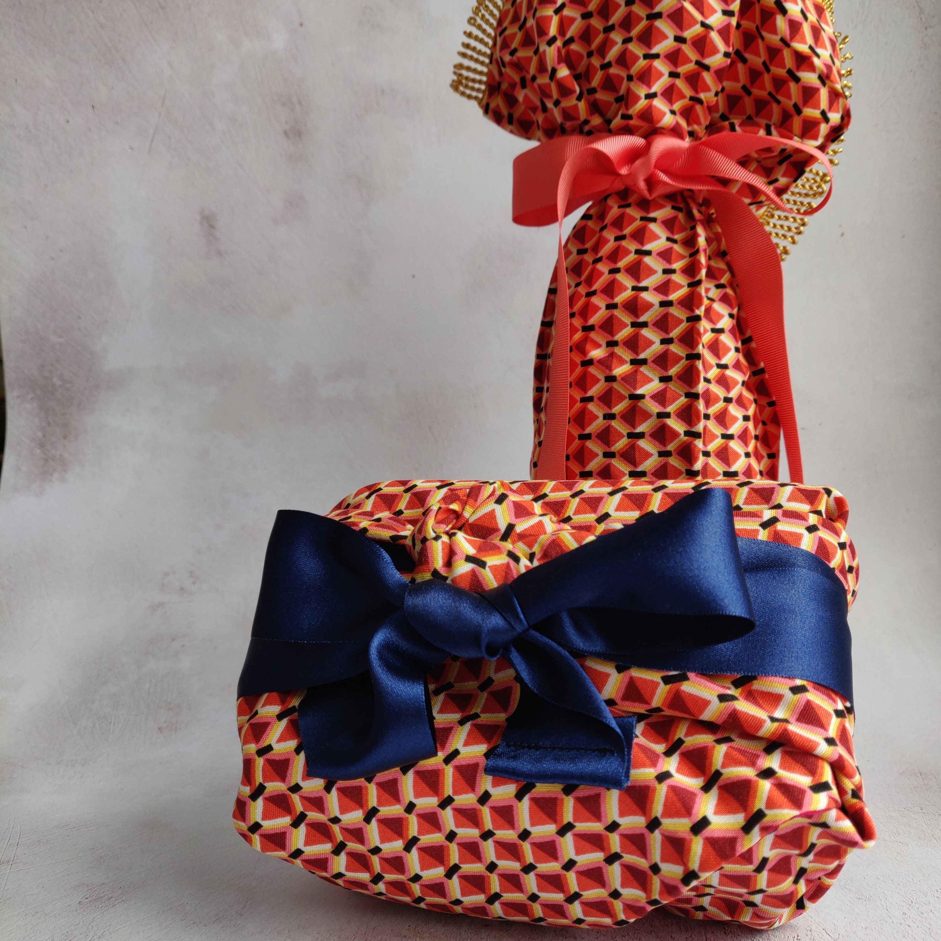 Wine Gift Bag Luxury Wine Gift Bag Pink & Orange Print Etsy