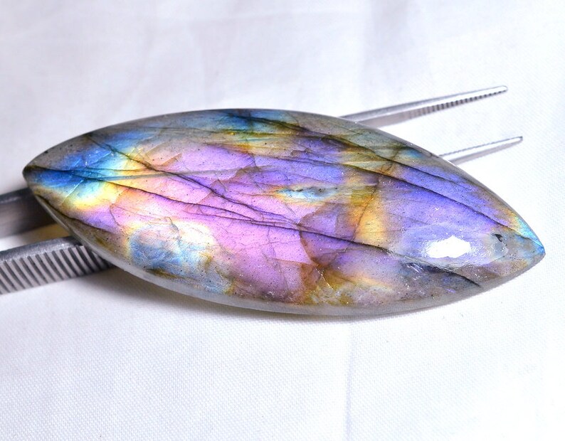 LABRADORITE GEMSTONE CABOCHON,Multi Purple Fire Labradorite Gemstone Cabochon,67x26x6mm Size94 crate wight Marquise Shape purple Labradorite