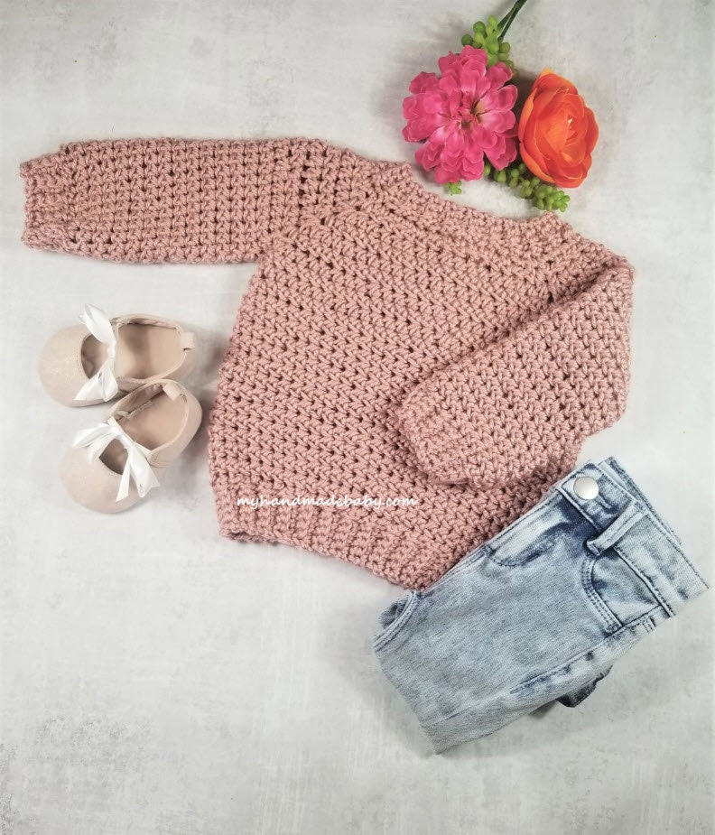 Crochet Pattern Baby Pullover Sweater Newborn To24 Months Etsy