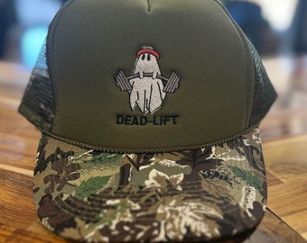 Deadlift Trucker Hat | Ghost Hat | Halloween Hat | Gym Hat | Foam Trucker Cap | Women's Gym Hat | Fall Hat | Camo Trucker Hat