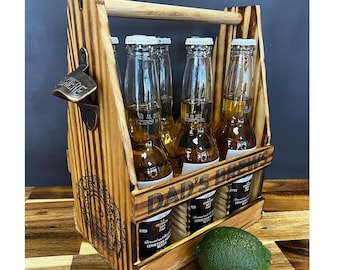 Beer Caddy | Father's Day Gift | Gifts for Dad | Gift for Grandpa | Gift for Him | Cookout | Beach Day | Laser Etched Wood