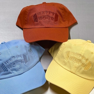 Gym Hat | Dumbbell Hat | Happy Hour Weightlifting Hat | Gym Rat | Workout Hat | Funny Gym Hat | Embroidered Hat | Low Profile Hat | Dad Hat
