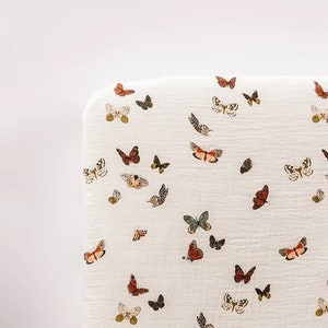 Clementine Kids Butterfly Migration *Crib Sheet* Girl & Boy Vintage Color Crib Sheet - Neutral Baby Shower - Newborn Gift - Bohemian Baby