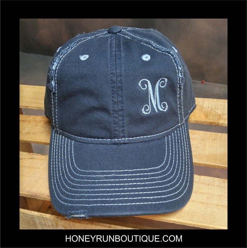 Monogrammed Distressed Baseball Cap - Personalized Initial Hat - Etsy