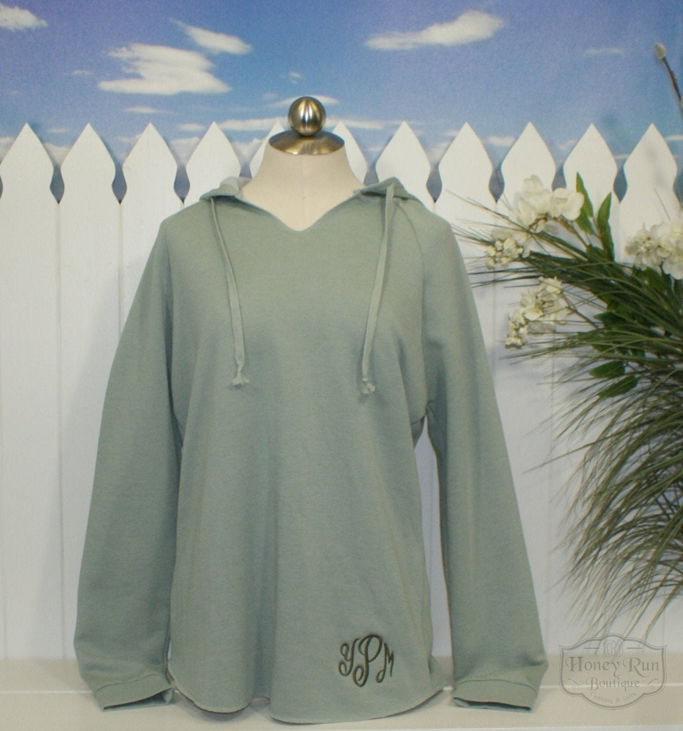 Monogrammed Ladies Lightweight Fleece Hoodie Personalized Etsy