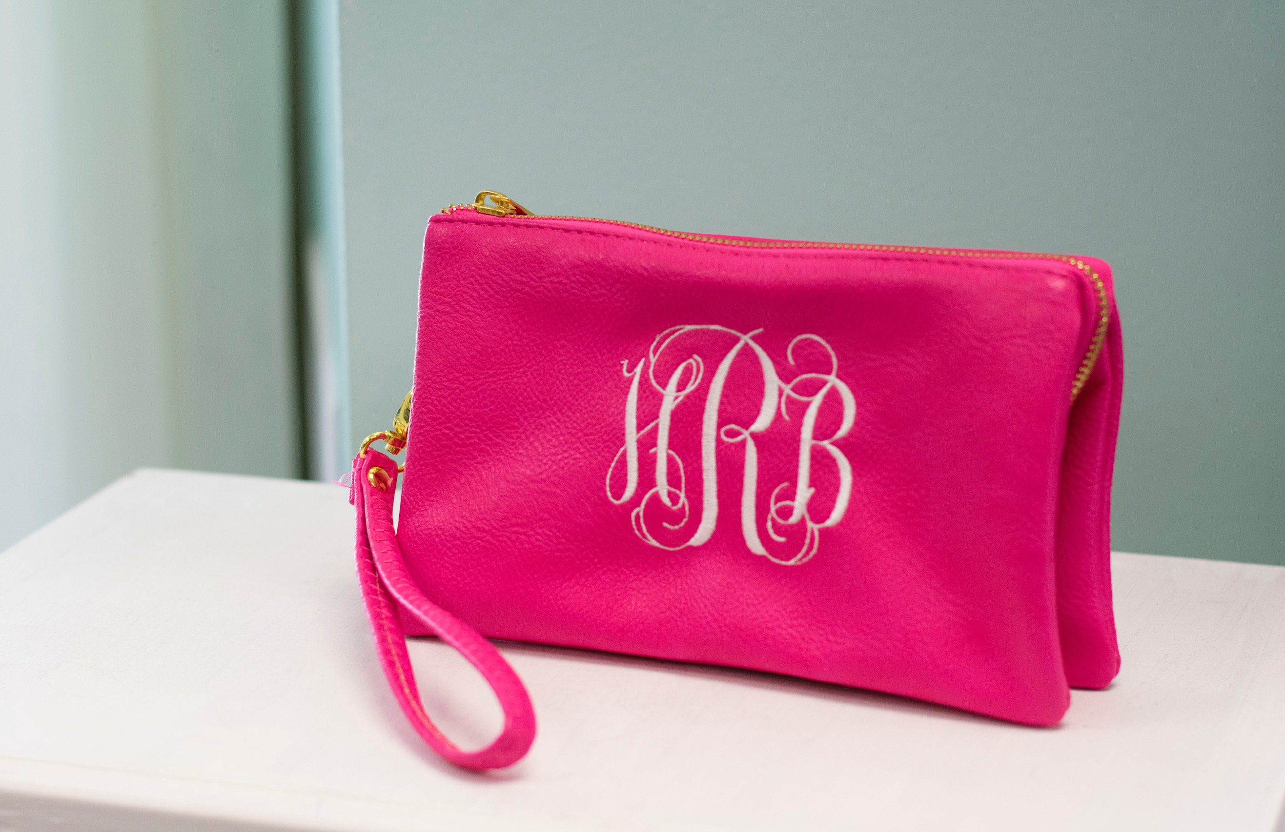 Monogrammed Clutch Purse Vegan Leather Clutch Personalized Etsy