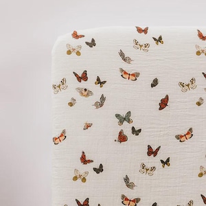 Clementine Kids Butterfly Migration *Crib Sheet* Girl & Boy Vintage Color Crib Sheet | Neutral Baby Shower| Newborn Gift | Bohemian Baby