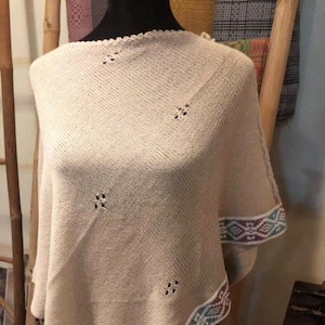 Beige Poncho voor dames, pullover voor dames, trui voor dames