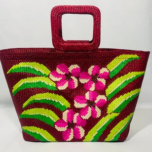 Handwoven Floral bag, Handwoven Banig Bag, Philippines