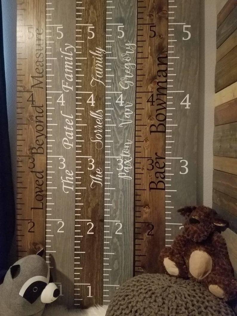 Personalized Wooden Growth Chart Kids Height Chart Family Etsy