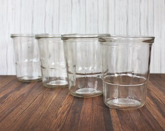 Vintage BALL Jelly Jar Juice Glasses Small Tumblers Set of 4 Clear Drinking Glass 8 oz.