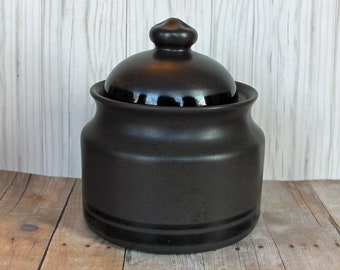 Vintage Pfaltzgraff MIDNIGHT SUN Sugar Bowl with Lid Black Modern Style Sugar Dish