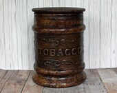 Vintage Vittorio Glass and Tooled Leather Tobacco Cigar Humidor Piazza di Santa Croce Florence Italy Cigar Cigarette Dispenser Free Shipping
