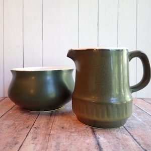 Vintage Casual Ceram VISTA Green Stoneware Creamer and Gravy Boat Set of 2 Modern Design