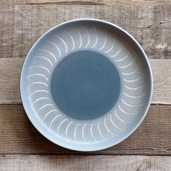 Vintage Denby ECHO BLUE Salad Plates Set of 3 Blue and White Stoneware