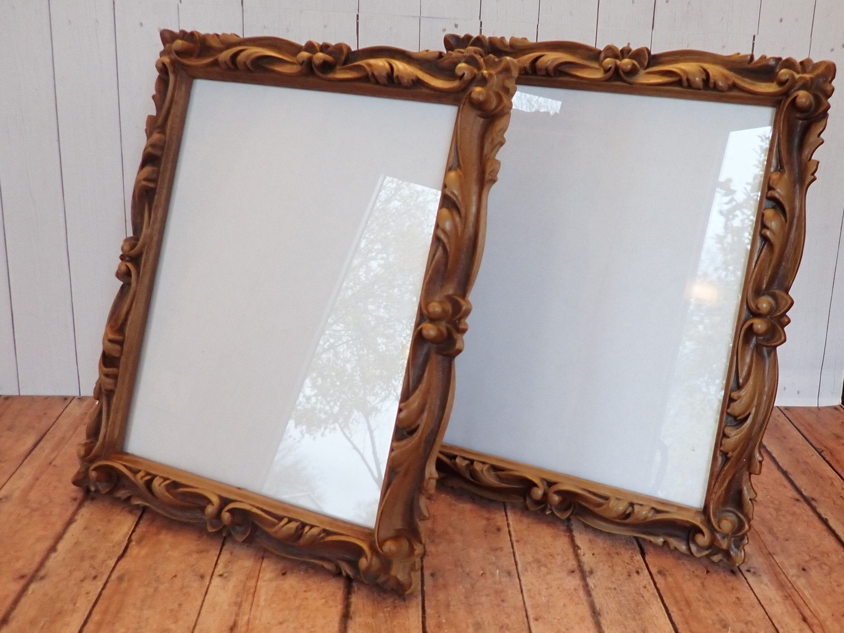 Vintage 8x10 Plastic Faux Wood Picture Photo Frame Set of 2 Matching