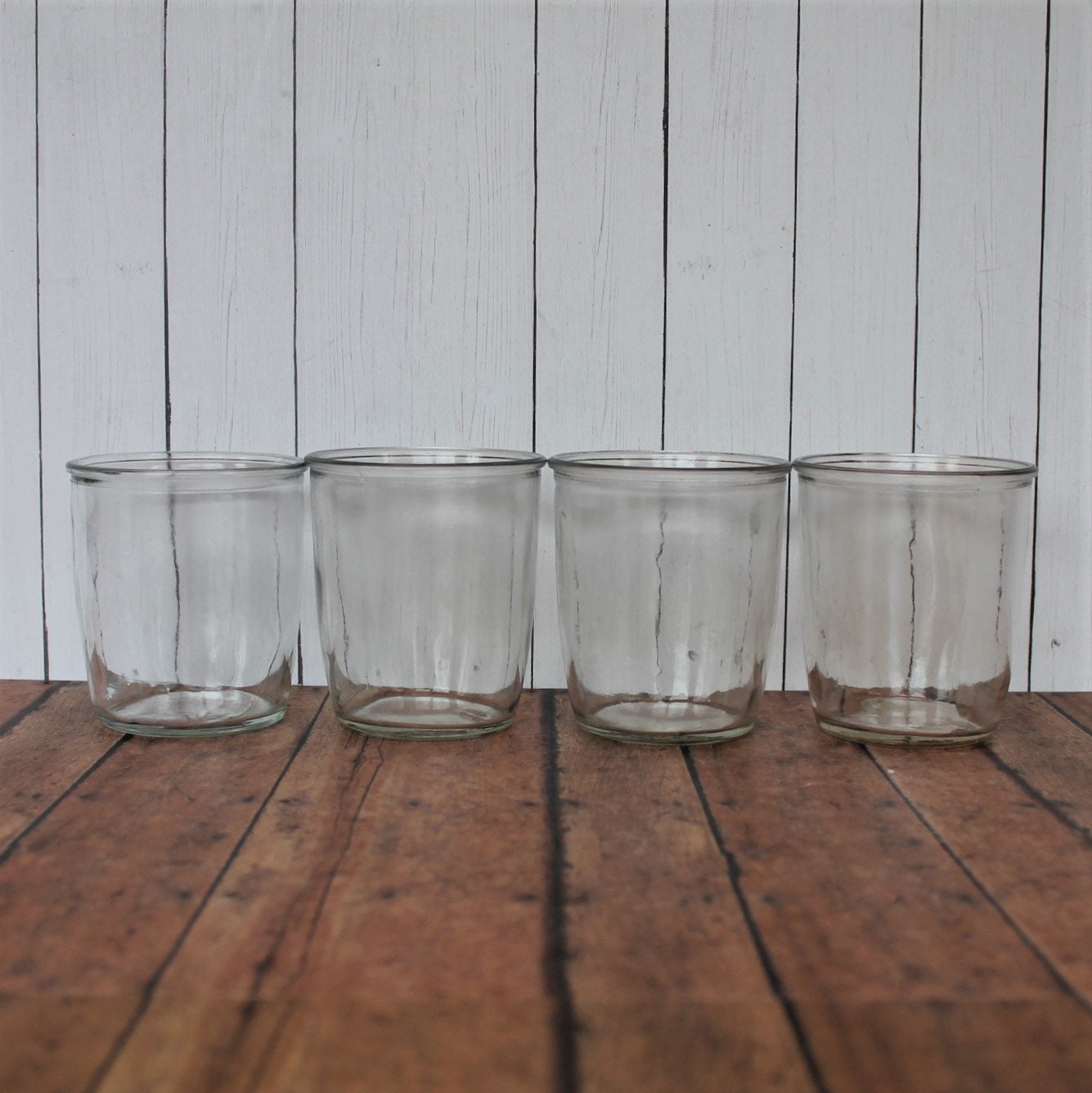 Vintage Jelly Jar Juice Glasses 8 oz. Tumblers Set of 4 Clear Drinking