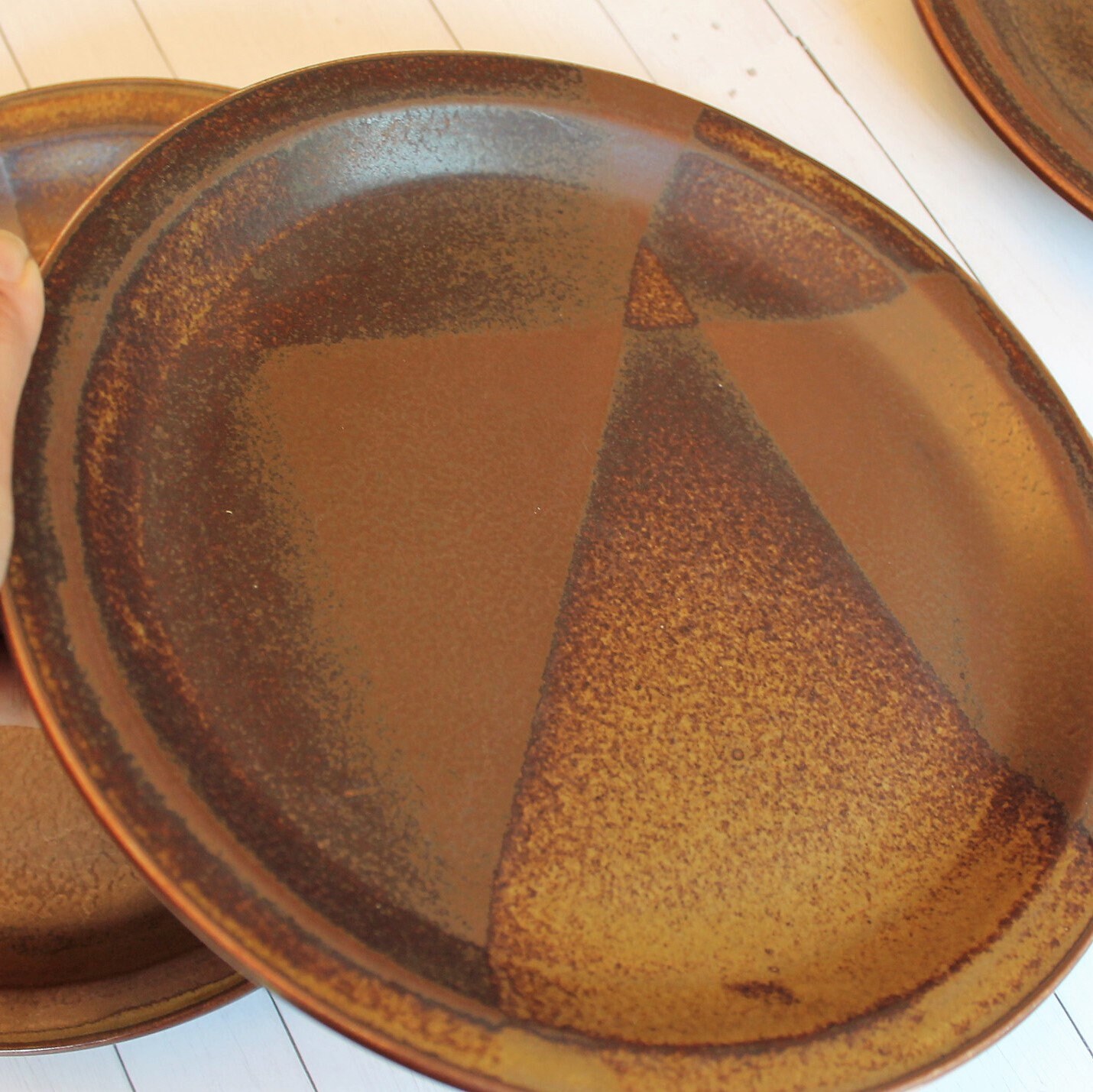 Vintage Iron Mountain Stoneware ROAN 11 Dinner Plate Set of 6 Brown Modern Pottery Plate Nancy