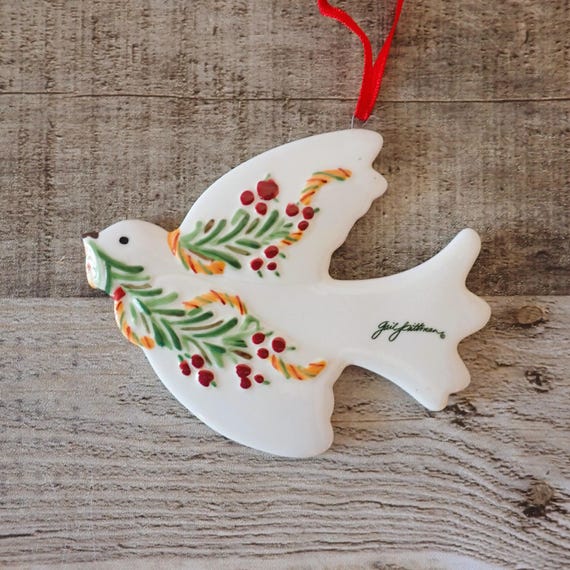 Gail Pittman Ceramic Dove Bird Christmas Ornament with Original Box Southern Living at Home