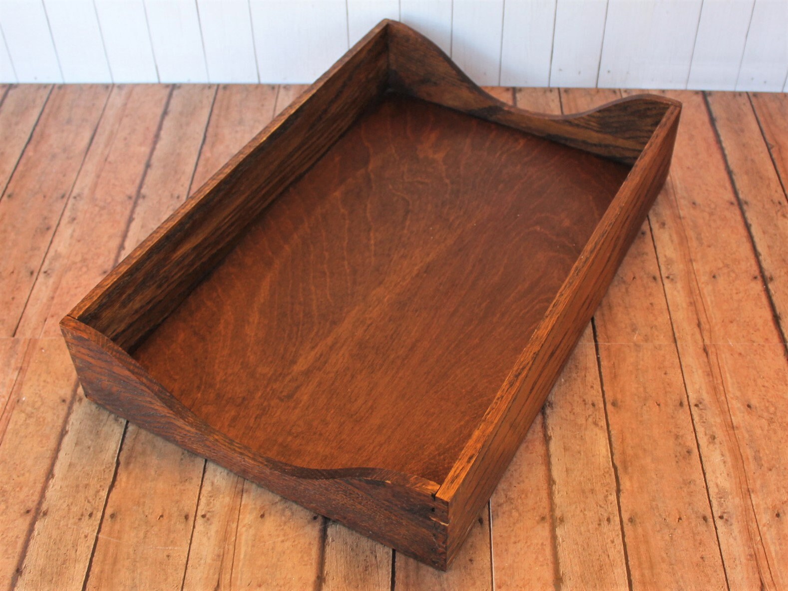Vintage Wooden Paper Tray Desk Office Storage Wood Organizer Decor