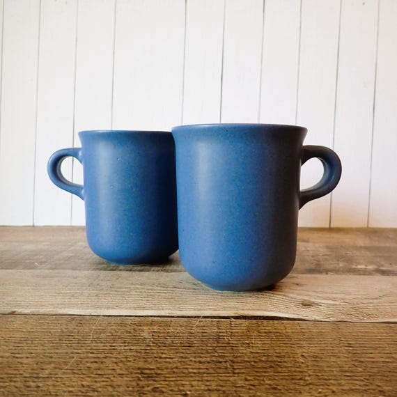 Vintage Dansk MESA SKY BLUE Mug Coffee Cup Set of 2 Stoneware Mugs Made in Portugal